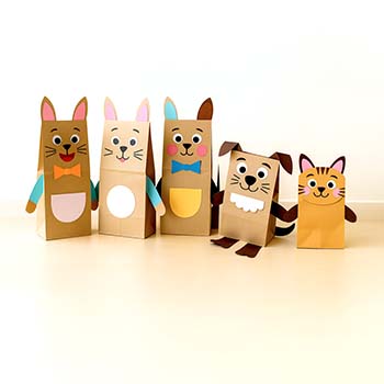 Brown Paper lunch bag puppet ideas for kids